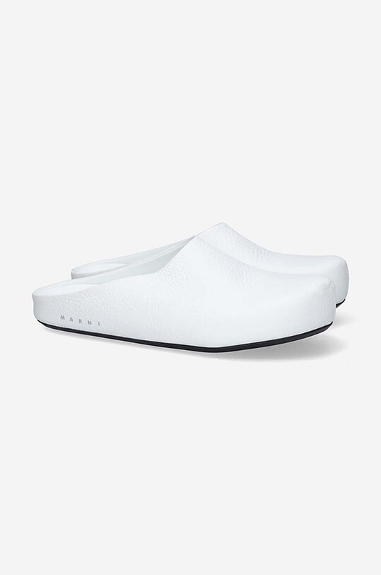 Δερμάτινες παντόφλες Marni Sabot SBMR001400.P4554.00W01 λευκό