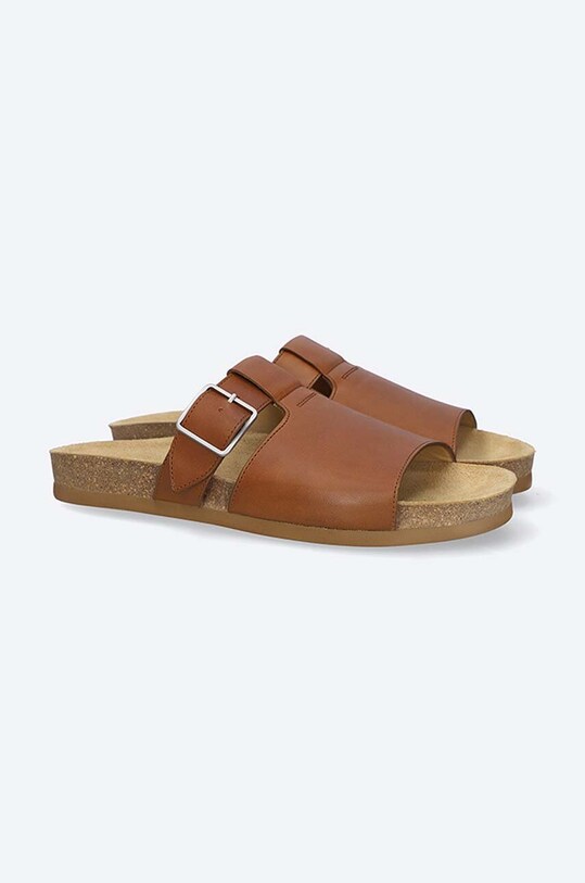 A.P.C. klapki skórzane Mules Gabriel PXBAA.H51044 brązowy
