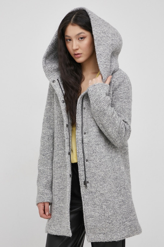 Kabát s příměsí vlny Only přechodné šedá 15156578.LightGreyD