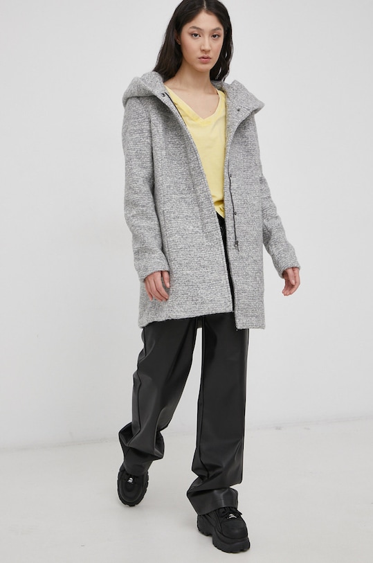 Kabát s příměsí vlny Only 15156578.LightGreyD šedá AA00