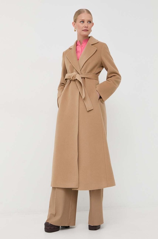 Шерстяное пальто MAX&Co. с подкладкой бежевый 40119523