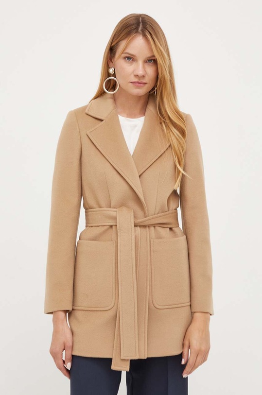 Vlnený kabát MAX&Co. bez kapucne béžová 40849923