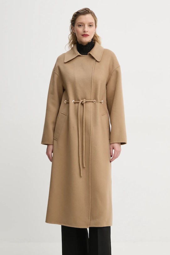 Μάλλινο παλτό BA&SH μαλλί καφέ 1E22KATE
