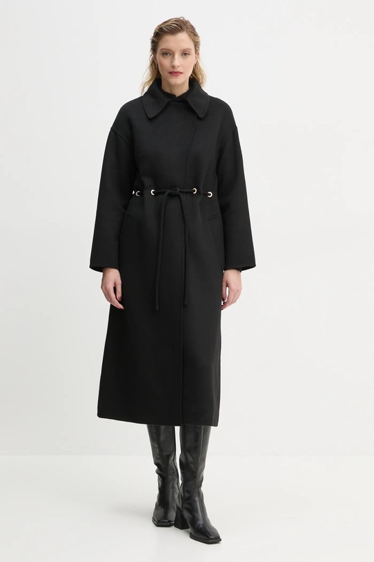 Μάλλινο παλτό BA&SH μαλλί μαύρο 1H22KATE