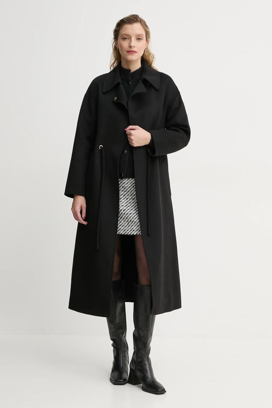 Μάλλινο παλτό BA&SH 1H22KATE μαύρο AA00