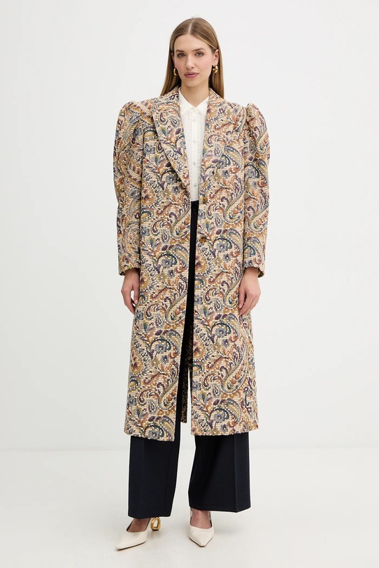 Twinset płaszcz z domieszką wełny 252TS2372 beżowy AA00