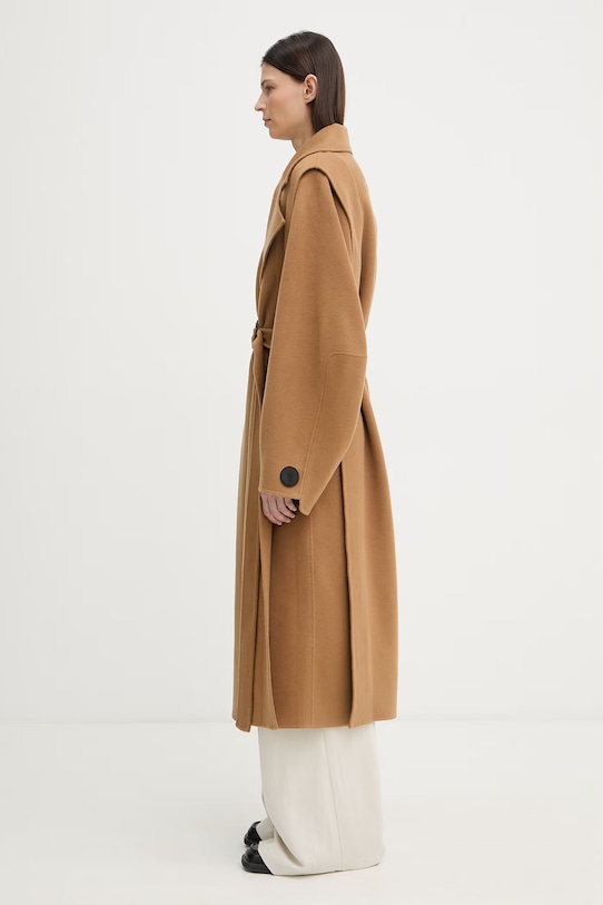 MMC STUDIO elegantný kabát dámsky vlnený hnedá VESPERE.COAT