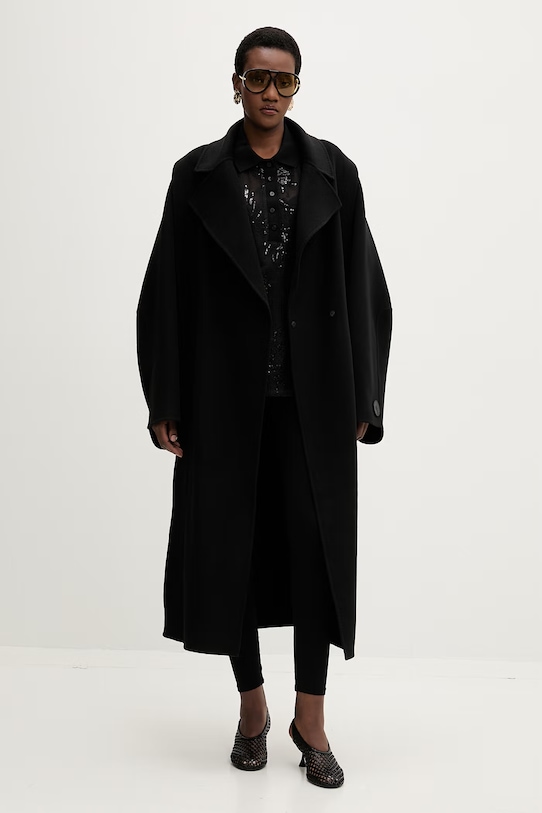 MMC STUDIO płaszcz wełniany z kaszmirem VESPERE.COAT czarny AA00