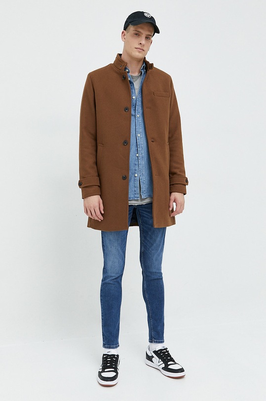 Premium by Jack&Jones kabát gyapjú keverékből 12177644.DarkCoatKh barna AA00