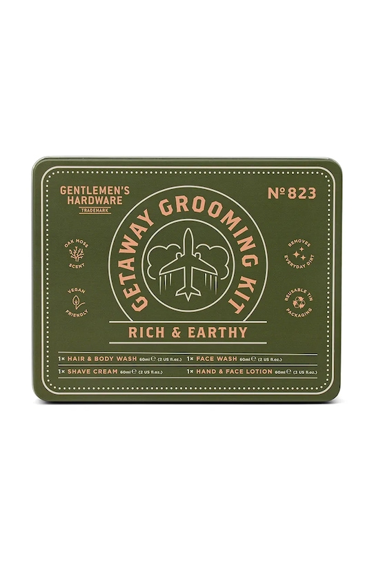 Potovalni kozmetični komplet Gentlemen's Hardware Getaway Grooming Kit 4 x 60 ml 4-pack GEN823UK zelena AA00