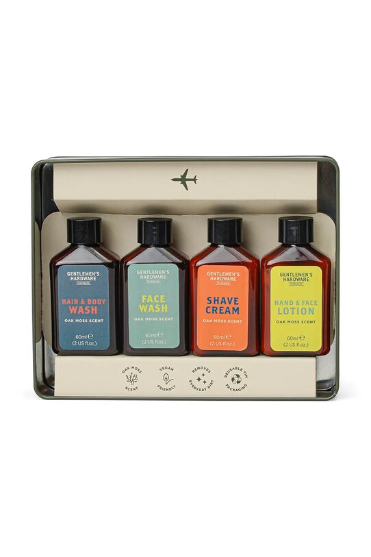 Home SPA Gentlemen's Hardware podróżny zestaw kosmetyków Getaway Grooming Kit 4 x 60 ml 4-pack GEN823UK zielony