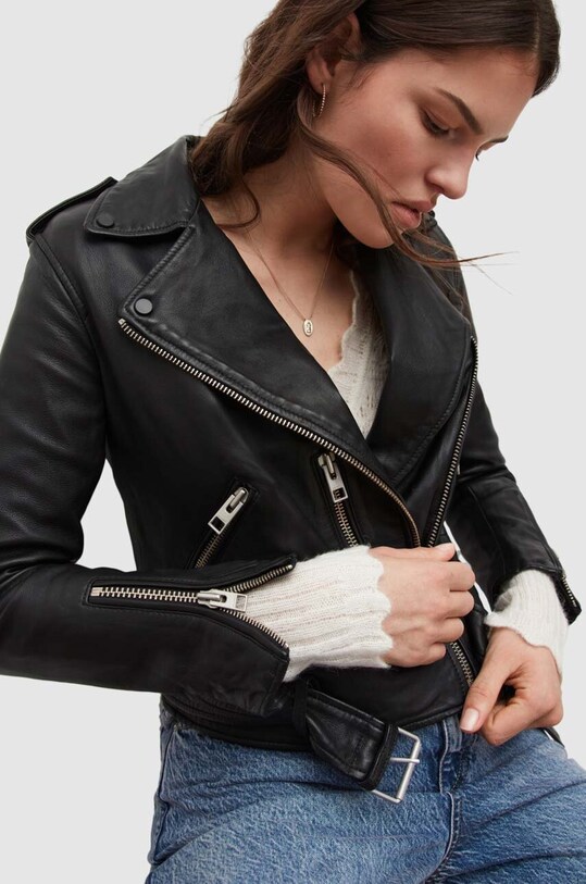 AllSaints - Geaca de piele Balfern Biker WL115E negru AA00