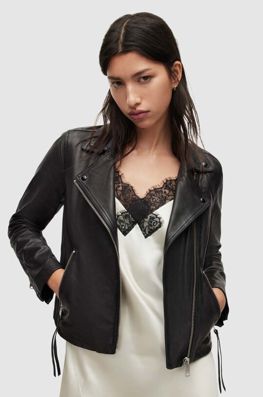 AllSaints - Kožená bunda Dalby Biker WL004N čierna AA00