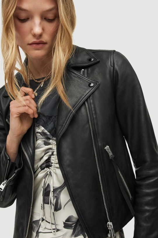 AllSaints - Kožna jakna Dalby Biker crna WL004N