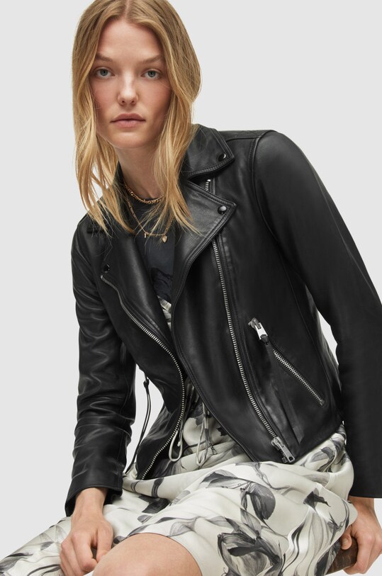 Îmbrăcăminte AllSaints - Geaca de piele Dalby Biker WL004N negru