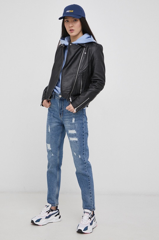 Vila Ramoneska skórzana 14067521.Black czarny AA00