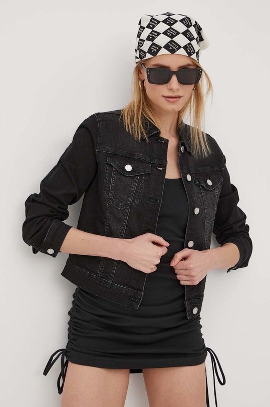 Rifľová bunda Vila bez kapucne čierna 14071091.BlackDenim