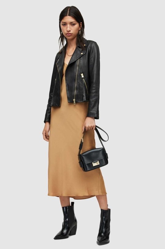 AllSaints geaca ramones de piele WL153W negru