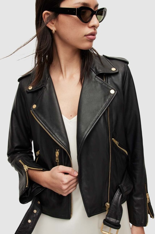 Kožená bunda AllSaints WL154W čierna AA00