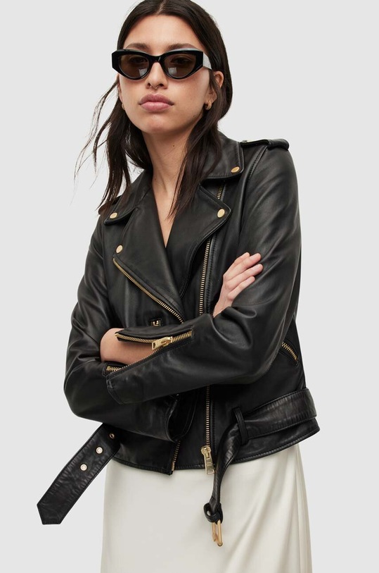 Kožená bunda AllSaints čierna WL154W