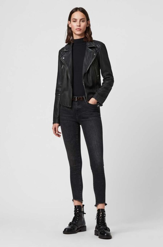 AllSaints geaca ramones de piele WL047C negru