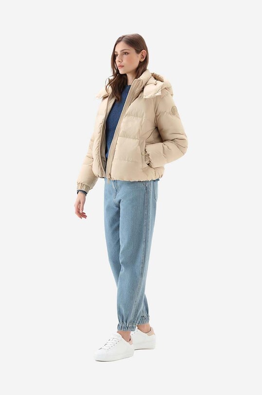 Woolrich kurtka puchowa Eco Taslan beżowy CFWWOU0795FRUT3327