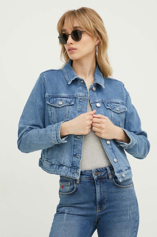 HUGO kurtka jeansowa bez kaptura niebieski 50488939