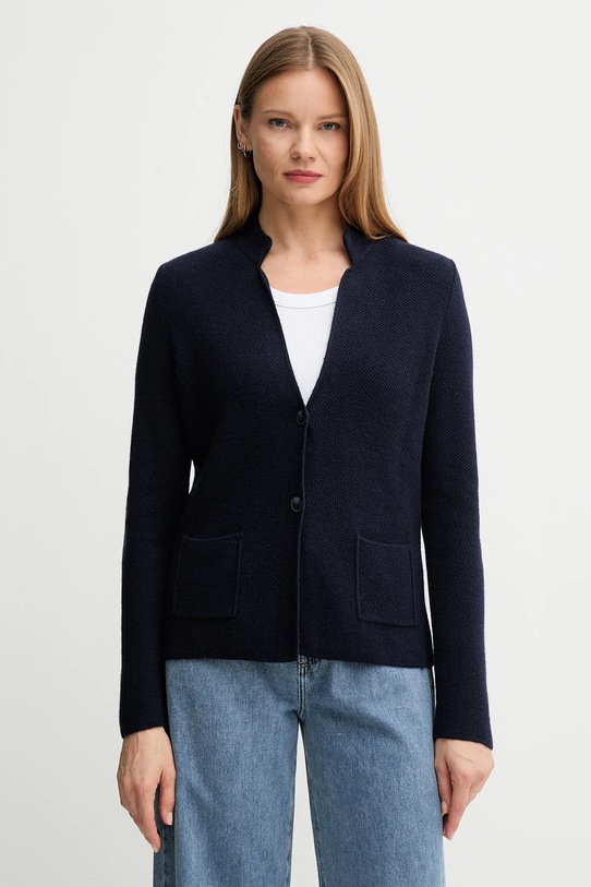 United Colors of Benetton cardigan din amestec de lână uni bleumarin 1235D6934