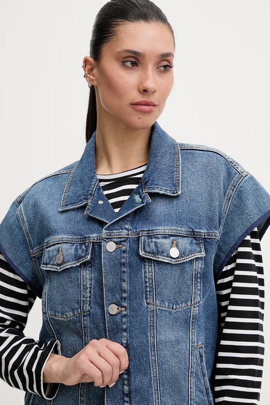 Renewed αμάνικο Γυναικείο ντένιμ Creative Upcycling μπλε Reworked.Jacket.4