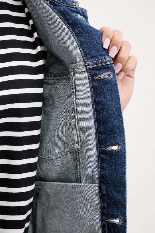 Renewed αμάνικο Γυναικείο ντένιμ Creative Upcycling Reworked.Jacket.4