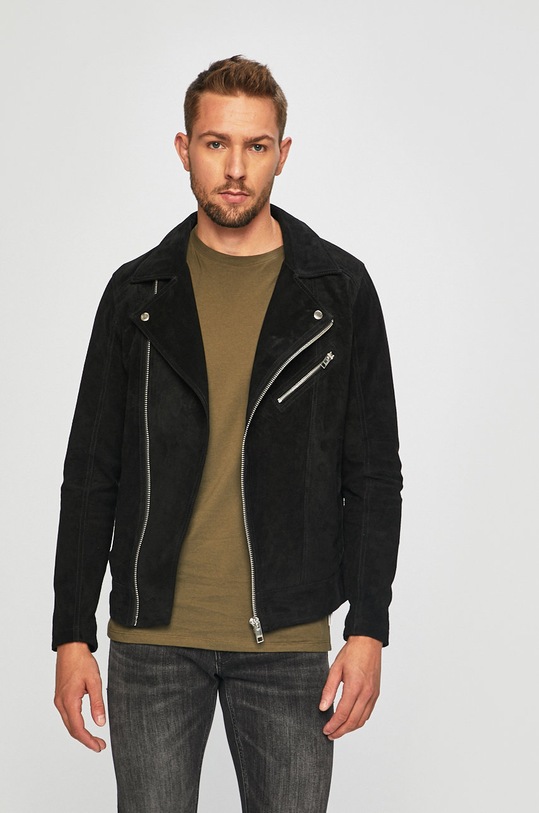 Jack & Jones - Geaca de piele cu captuseala negru 12147608