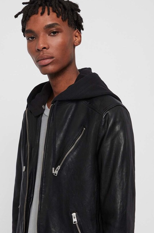 AllSaints - Bőrdzseki Harwood Jacket ML035R fekete AA00