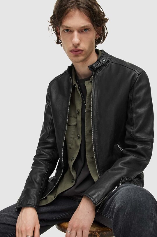 AllSaints - Kožna jakna Cora Jacket zrnata koža crna ML014P