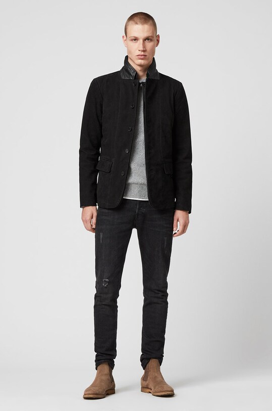 Îmbrăcăminte AllSaints - Geaca de piele Survey LTHR Blazer ML010P negru