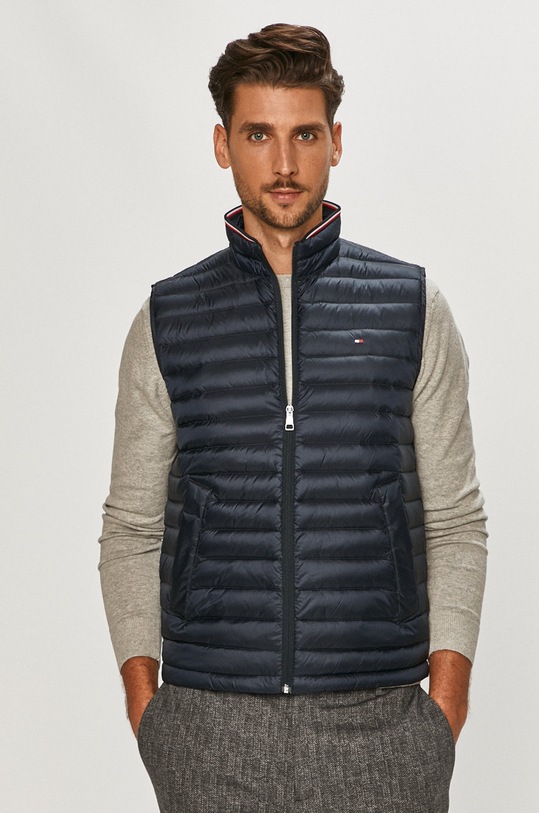 Tommy Hilfiger Bezrękawnik puchowy bez kaptura granatowy MW0MW12719