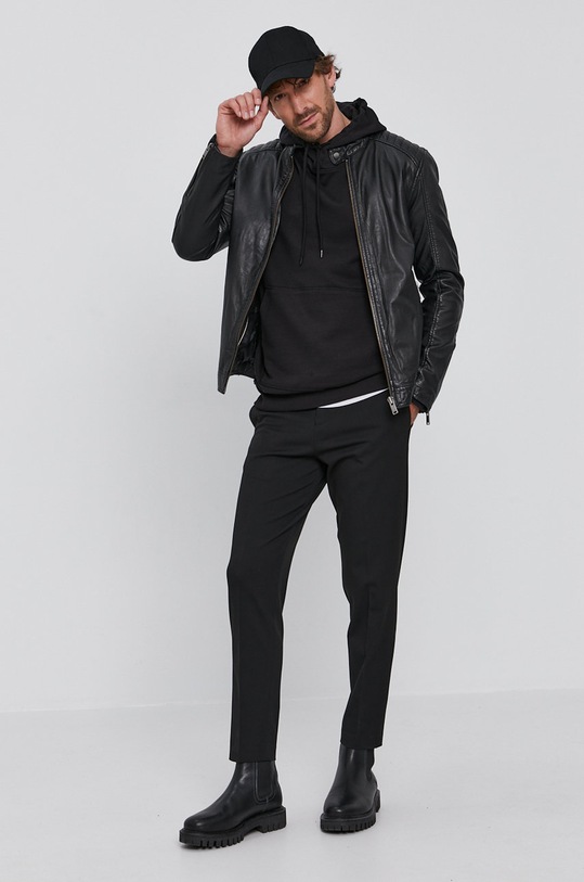 Kožená bunda Selected Homme 16077538 čierna AA00