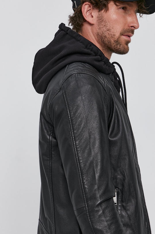 Kožená bunda Selected Homme 16077538 čierna