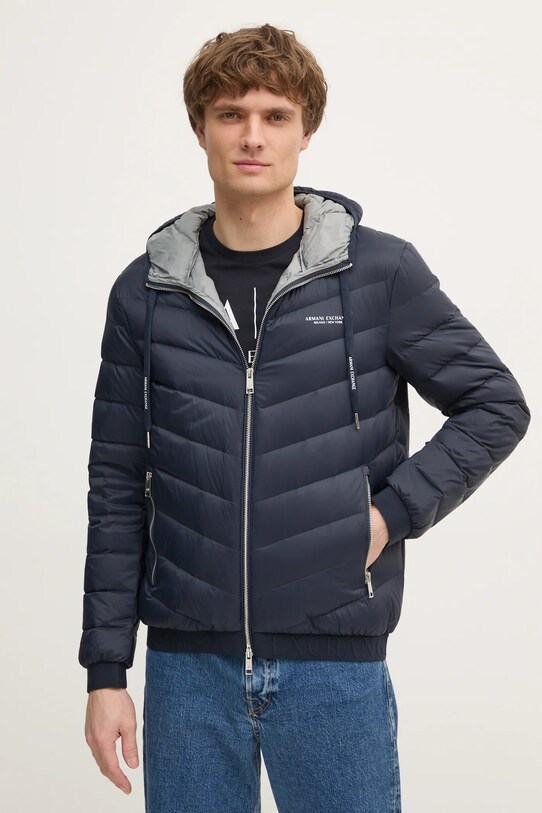 Пуховая куртка Armani Exchange с капюшоном тёмно-синий 8NZB53.ZNW3Z.NOS