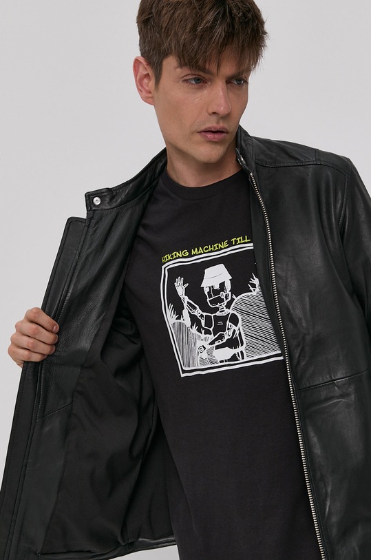 Kožená bunda Jack & Jones 12193268 čierna