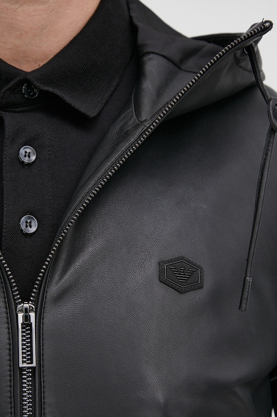 Emporio Armani bőrdzseki 01R54P.01P54.NOS fekete