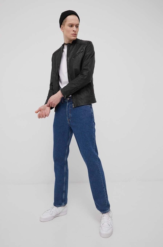 Jack & Jones kurtka skórzana 12191012.Black czarny AA00