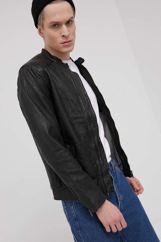 Jack & Jones kurtka skórzana czarny 12191012.Black