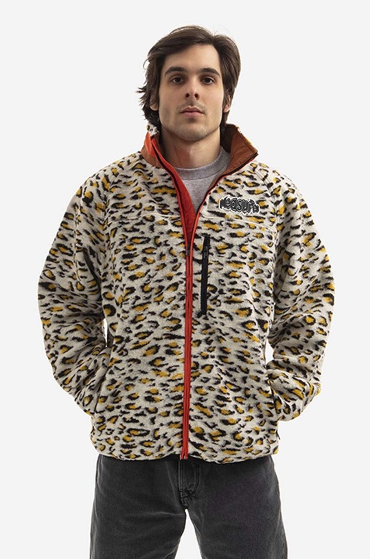 PLEASURES bluza z domieszką wełny Strain Fuzzy Jacket bez kaptura multicolor P21W002