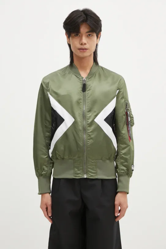 Яке бомбър с две лица Alpha Industries x Neil Barrett MA-1 106120 01 без изолация зелен 106120.01
