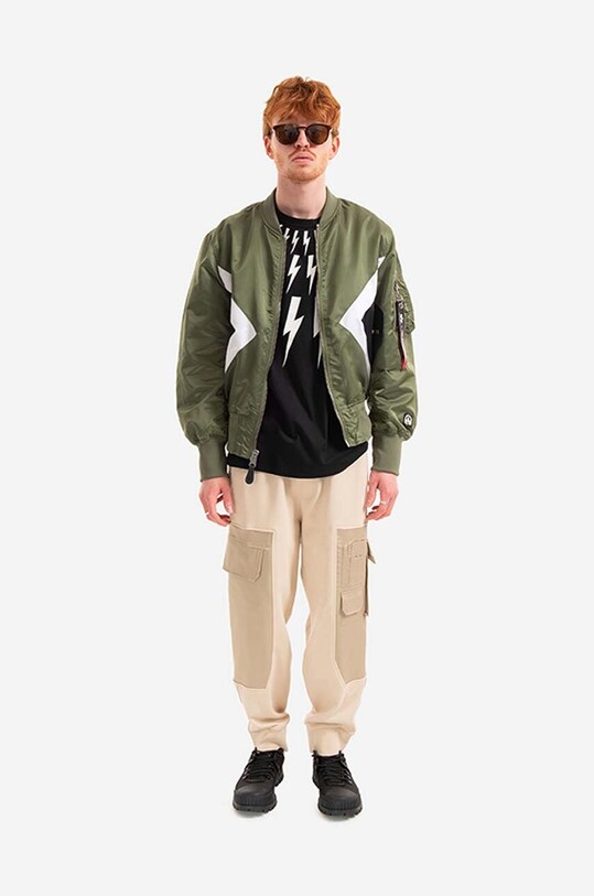 Odzież Alpha Industries kurtka bomber dwustronna x Neil Barrett MA-1 106120.01 zielony