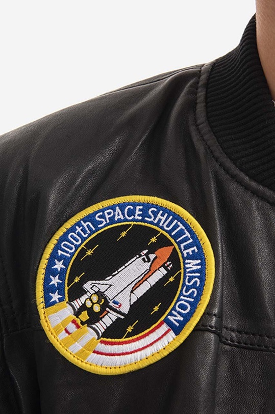 Alpha Industries kurtka bomber skórzana Ma-1 Lw Nasa Leather 126151.03 czarny