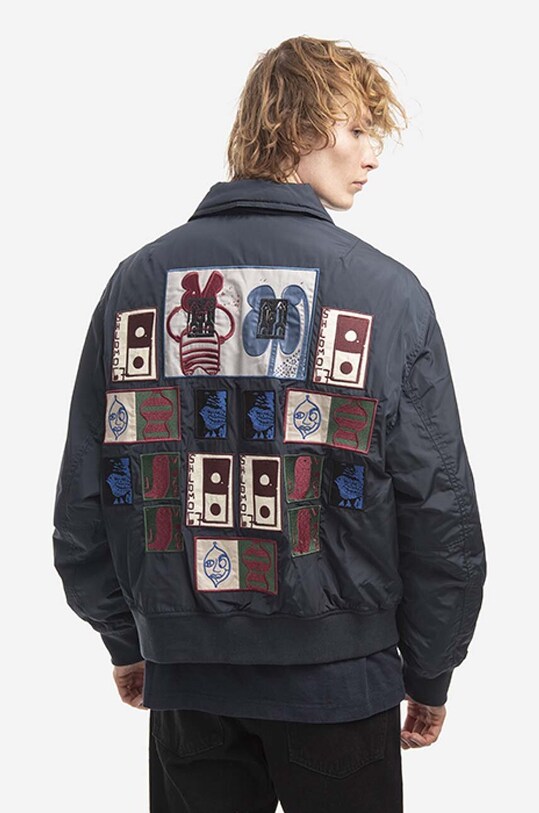 Clothing Wood Wood jacket Casey Nylon Patch Bomber 12235101.1238 navy