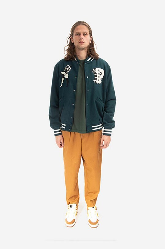 by Parra wool bomber jacket Cloudy Star Varsity 48240 green AA00