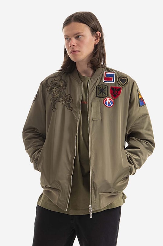 Maharishi geacă bomber cu două fețe fara gluga verde 8046.OLIVE