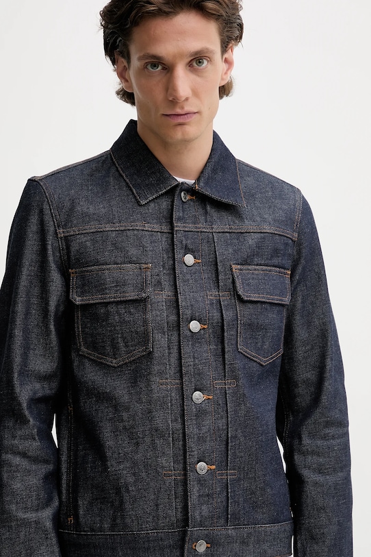 A.P.C. pamut farmerdzseki Veste Jean Work sötétkék CODBS.H02191